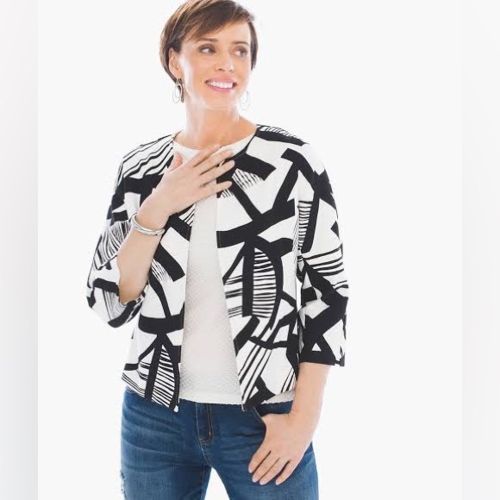 Chico’s 3 (Large) Bi-Color Geometric Jacket